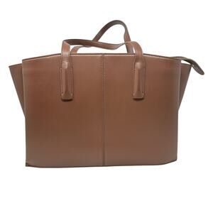 Freja New York Paloma Tote Bag Work Office Pecan Brown Vegan Leather *Flawed